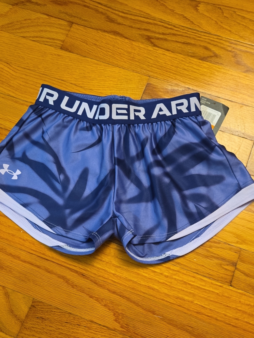 Under Armour Purple Printed Athletic Shorts with Logo Waistband
